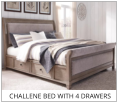 Challene Bed with 4 Drawers