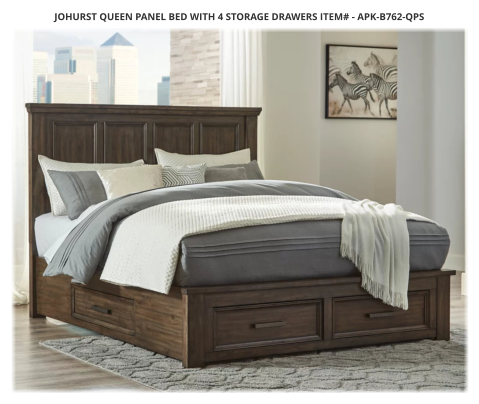 Johurst Queen Panel Bed with 4 Storage Drawers ITEM# - APK-B762-QPS