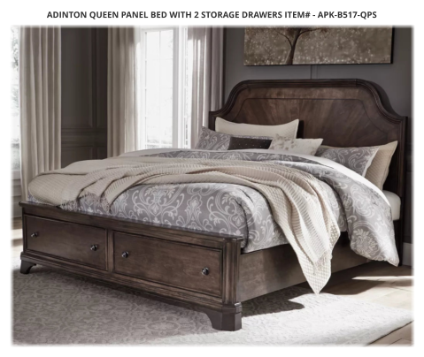Adinton Queen Panel Bed with 2 Storage Drawers ITEM# - APK-B517-QPS
