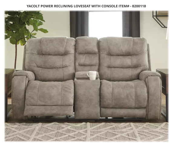 Yacolt Power Reclining Loveseat with Console ITEM# - 8200118