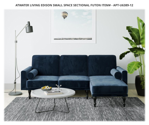 Atwater Living Edison Small Space Sectional Futon ITEM# - APT-U6389-12