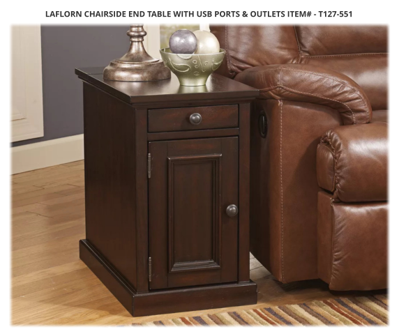 Laflorn Chairside End Table with USB Ports & Outlets ITEM# - T127-551