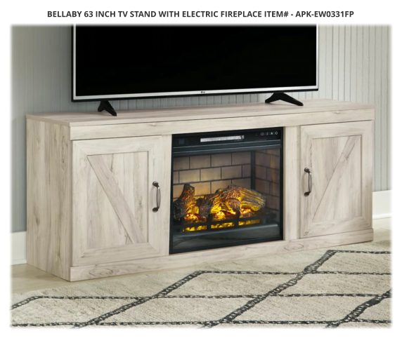 Bellaby 63 inch TV Stand with Electric Fireplace ITEM# - APK-EW0331FP
