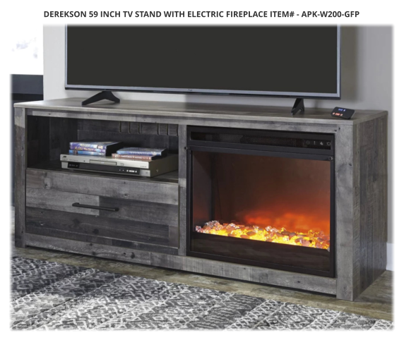 Derekson 59 inch TV Stand with Electric Fireplace ITEM# - APK-W200-GFP