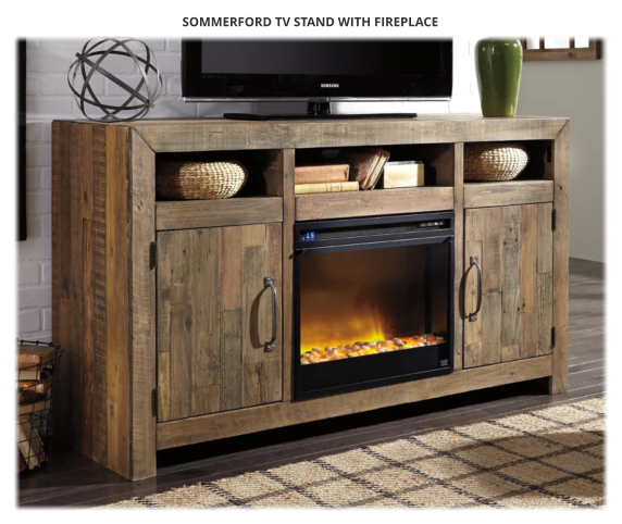 SOMMERFORD TV STAND WITH FIREPLACE