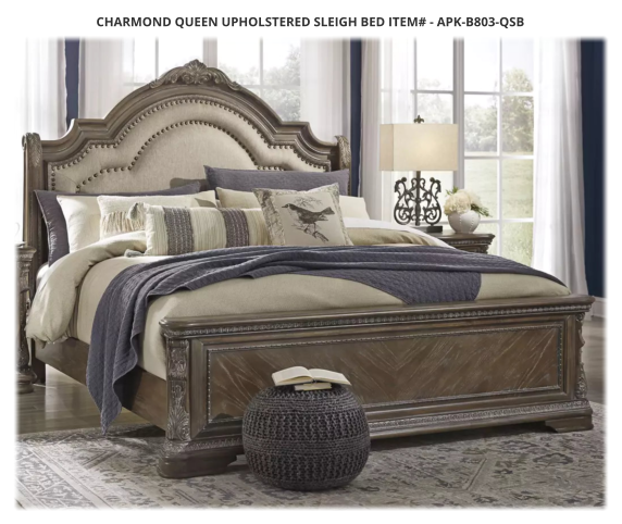 Charmond Queen Upholstered Sleigh Bed ITEM# - APK-B803-QSB