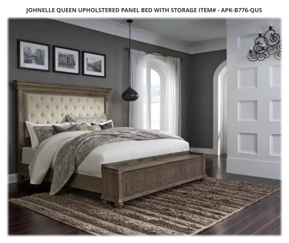 Johnelle Queen Upholstered Panel Bed with Storage ITEM# - APK-B776-QUS