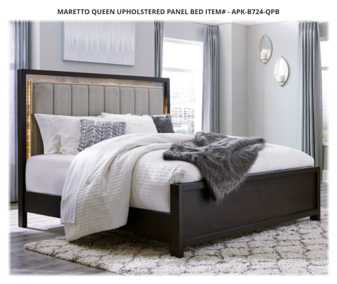 Maretto Queen Upholstered Panel Bed ITEM# - APK-B724-QPB