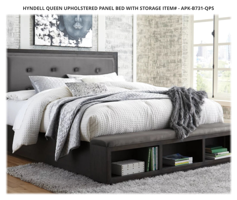 Hyndell Queen Upholstered Panel Bed with Storage ITEM# - APK-B731-QPS