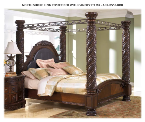 North Shore King Poster Bed with Canopy ITEM# - APK-B553-KRB