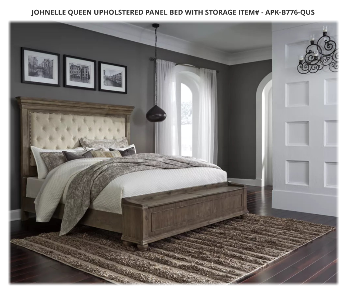 johnelle queen upholstered panel bed with storage